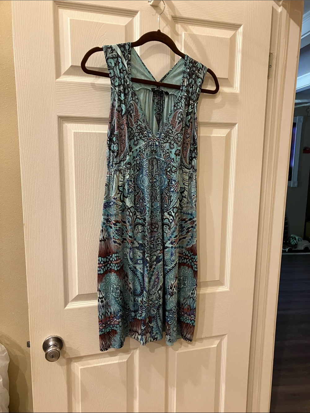 Apt. 9 Teal Paisley Print V-Neck Midi Dress - Picture 5 of 12